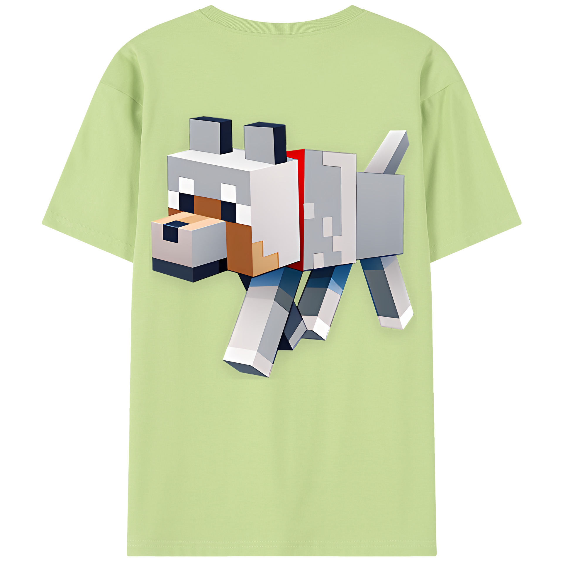 （画像用） マインクラフト ブロックの世界 Minecraft MC Block world 綿100％半袖Tシャツ（背面プリント）